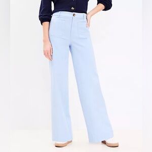 NWT LOFT Palmer Wide Leg Pants in Light Blue Twill - Size 8R